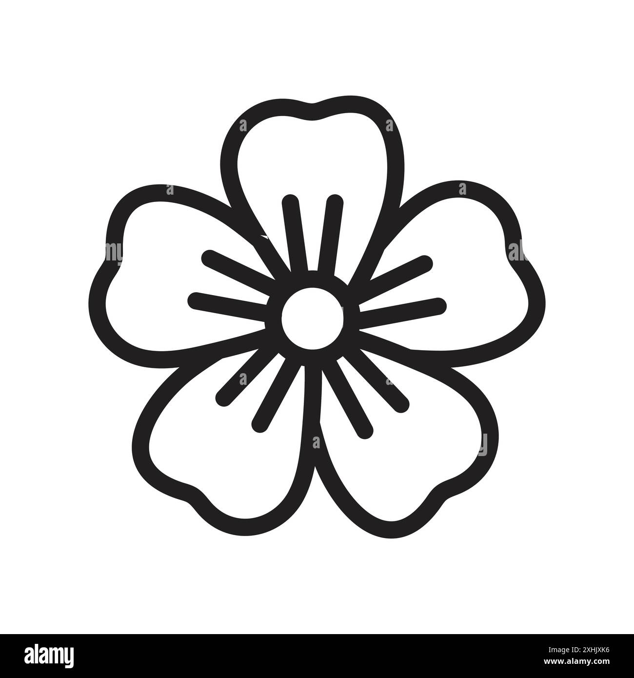 Flax flower icon Black line art vector in black and white outline set ...
