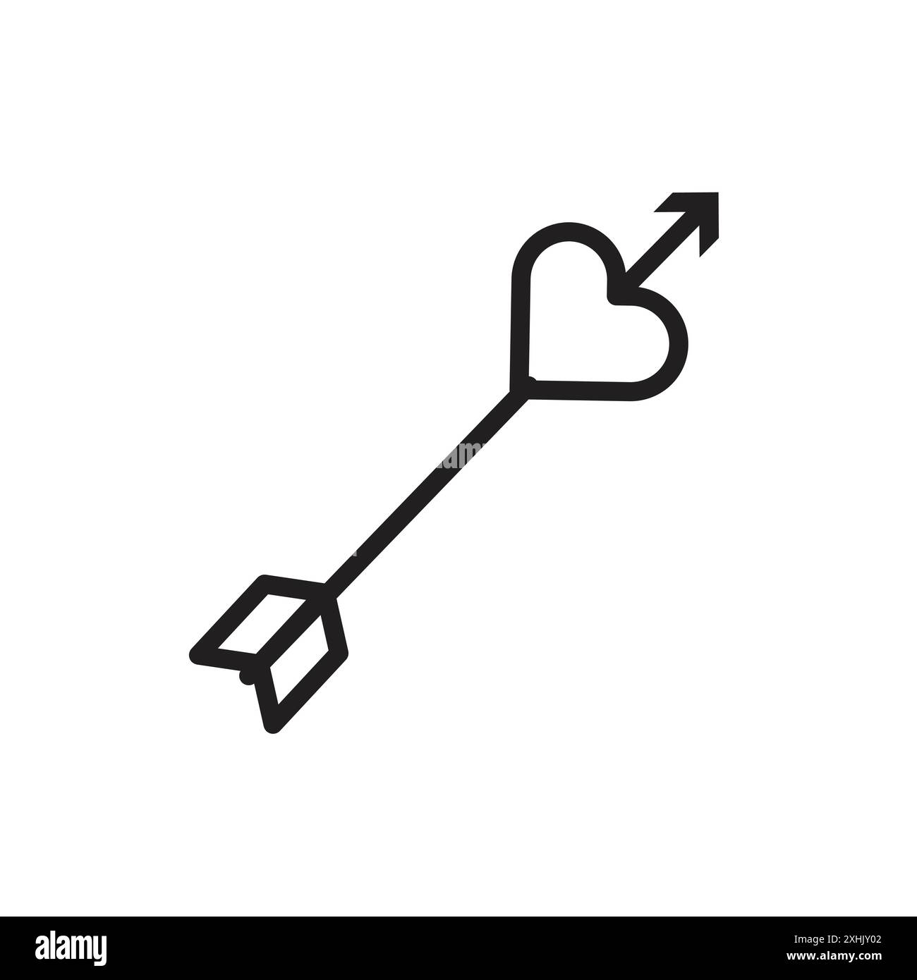 Love arrow icon Black line art vector in black and white outline set ...