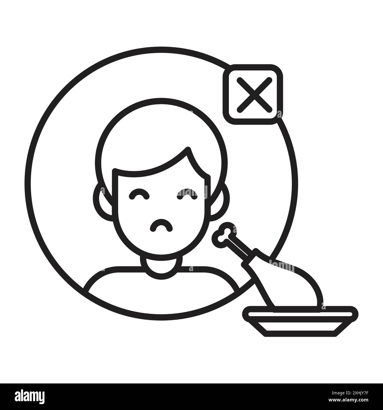 Lack of appetite icon Black line art vector in black and white outline ...