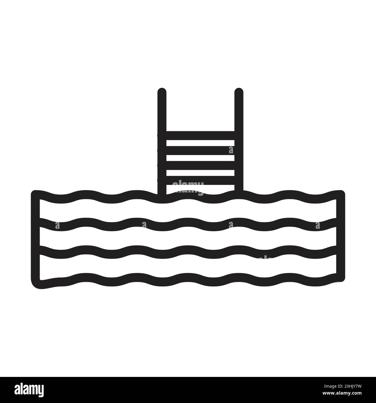 Ladder in swimming pool icon Black line art vector in black and white