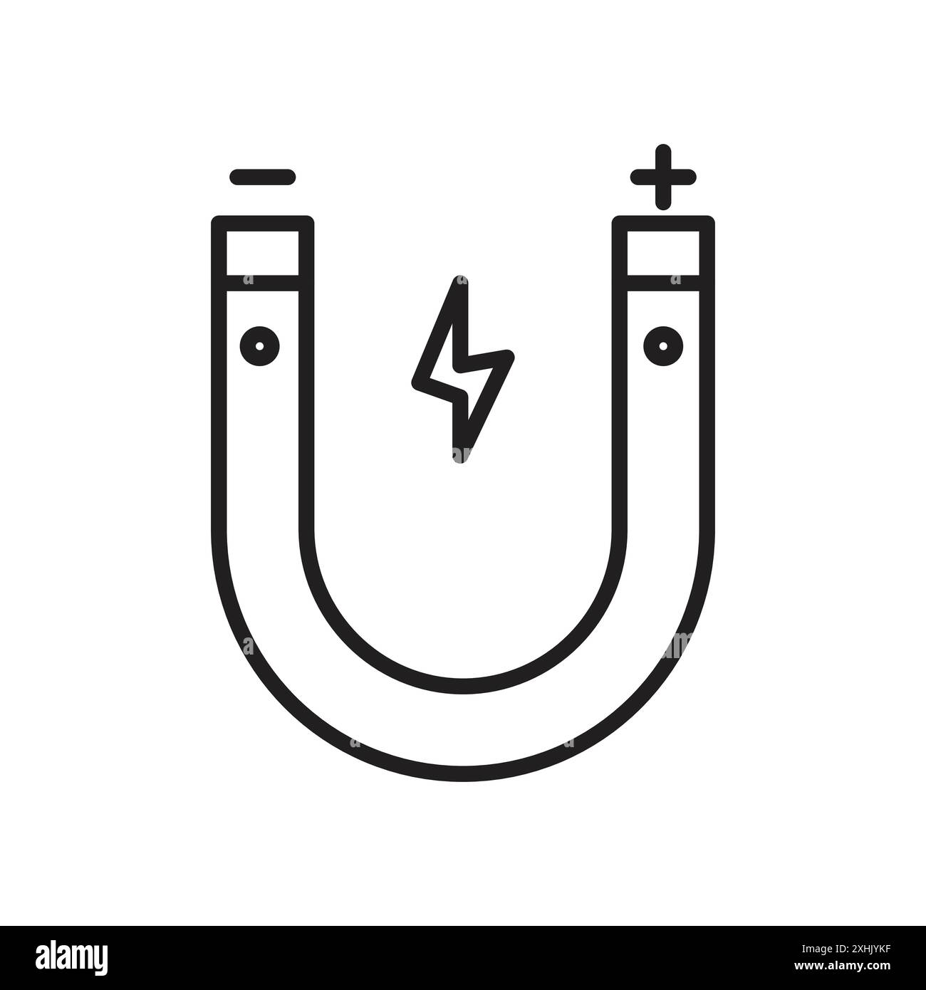 Magnet icon Black line art vector in black and white outline set ...