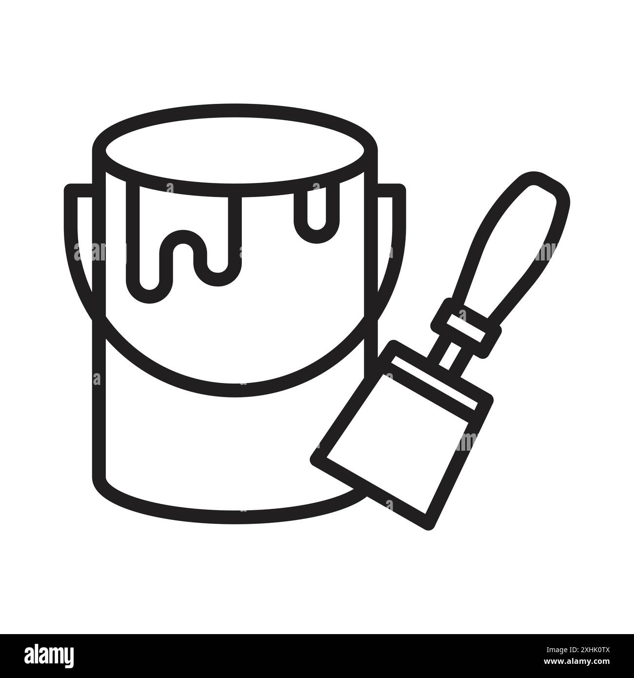 Paint bucket and paint brush icon Black line art vector in black and ...