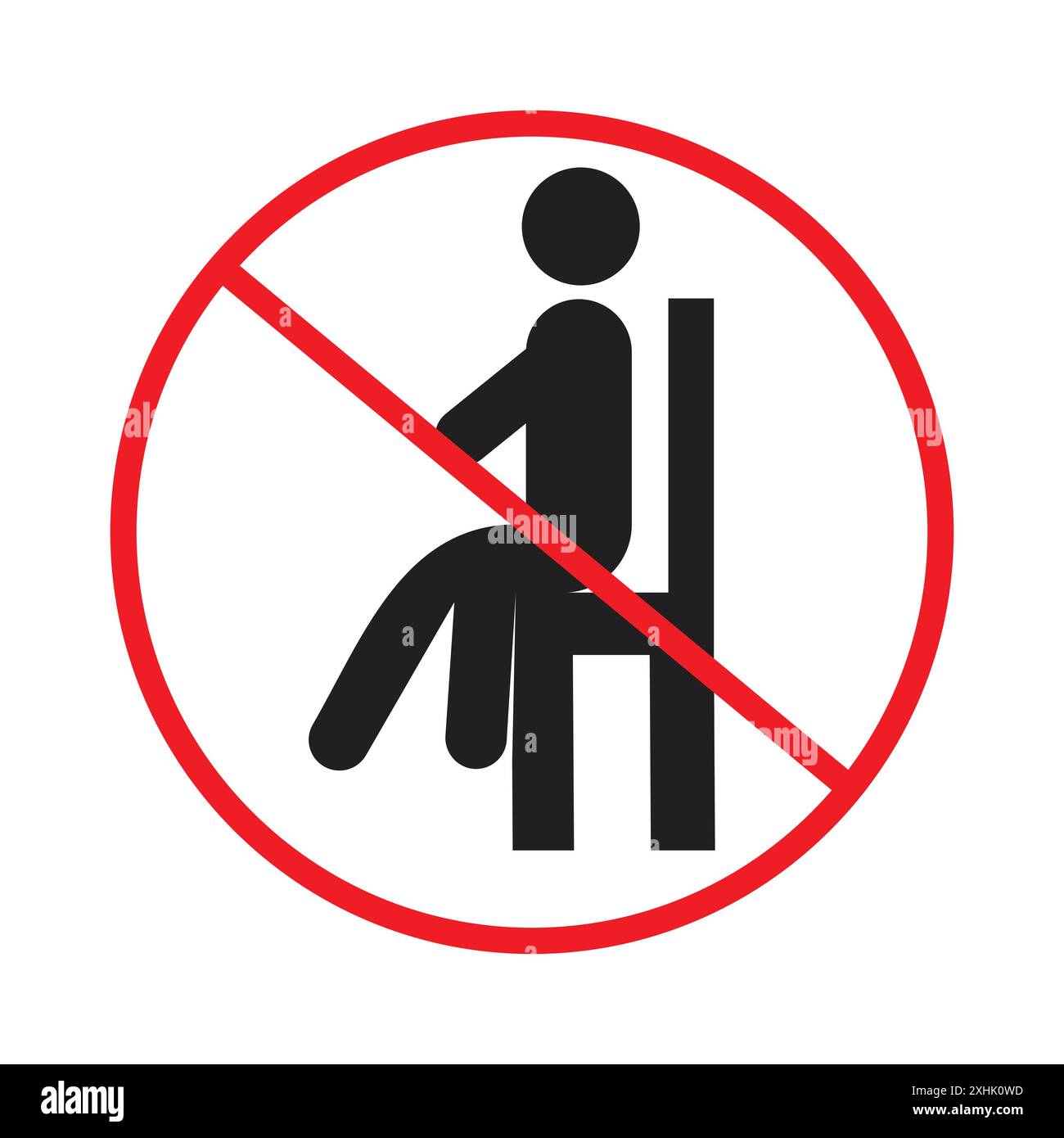No sitting sign Black line art vector in black and white outline set ...