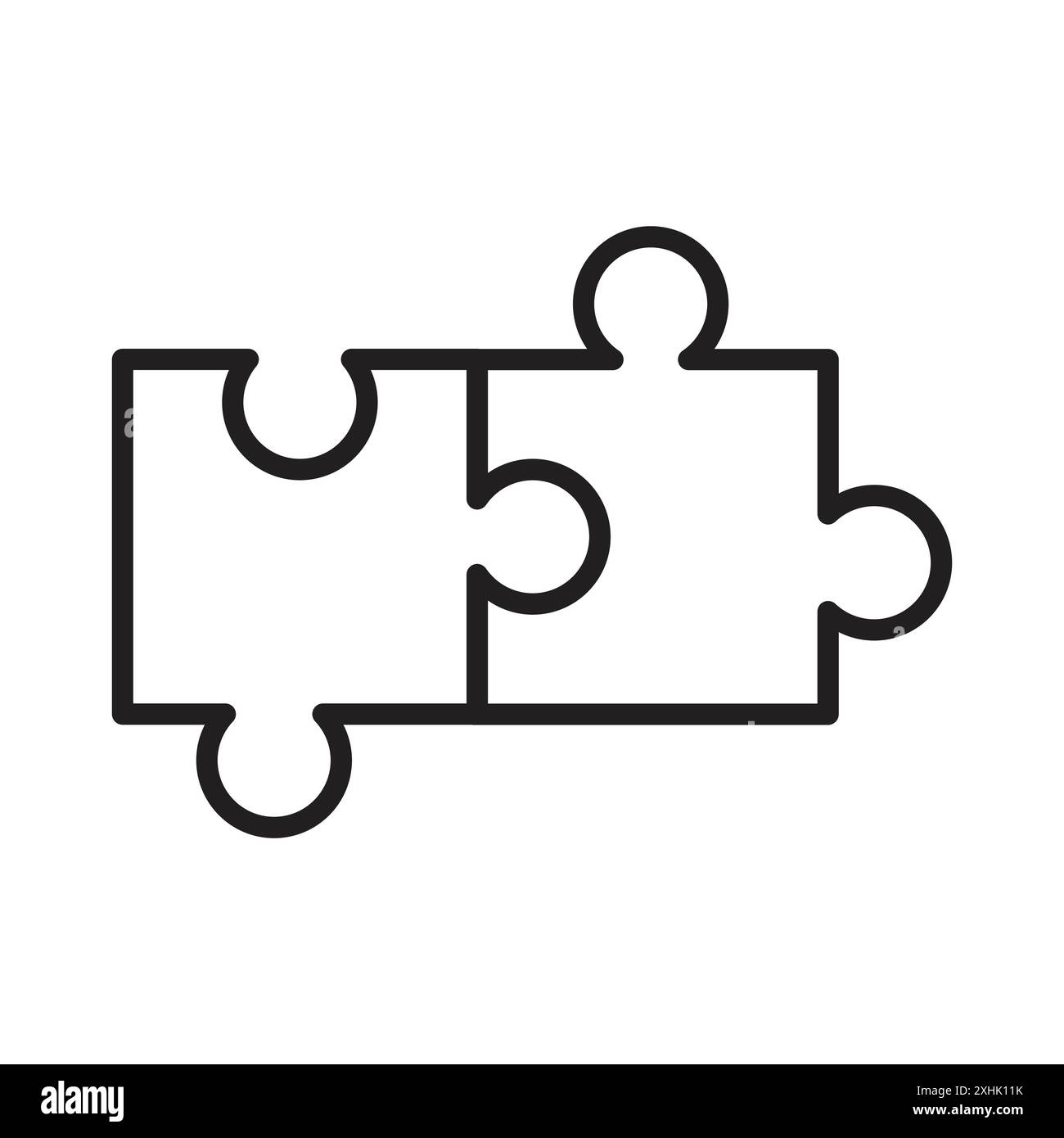 Puzzle icon Black line art vector in black and white outline set ...