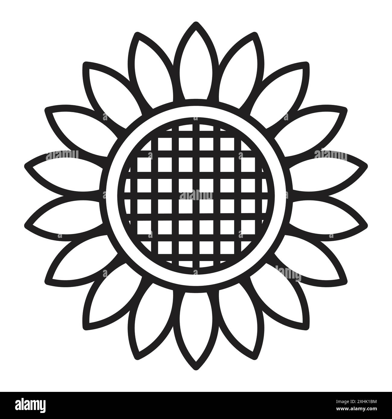 Sunflower icon Black line art vector in black and white outline set ...