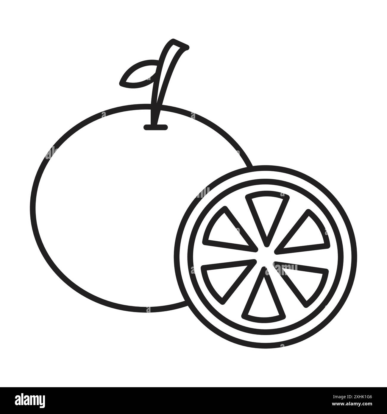 Orange fruit icon Black line art vector in black and white outline set ...