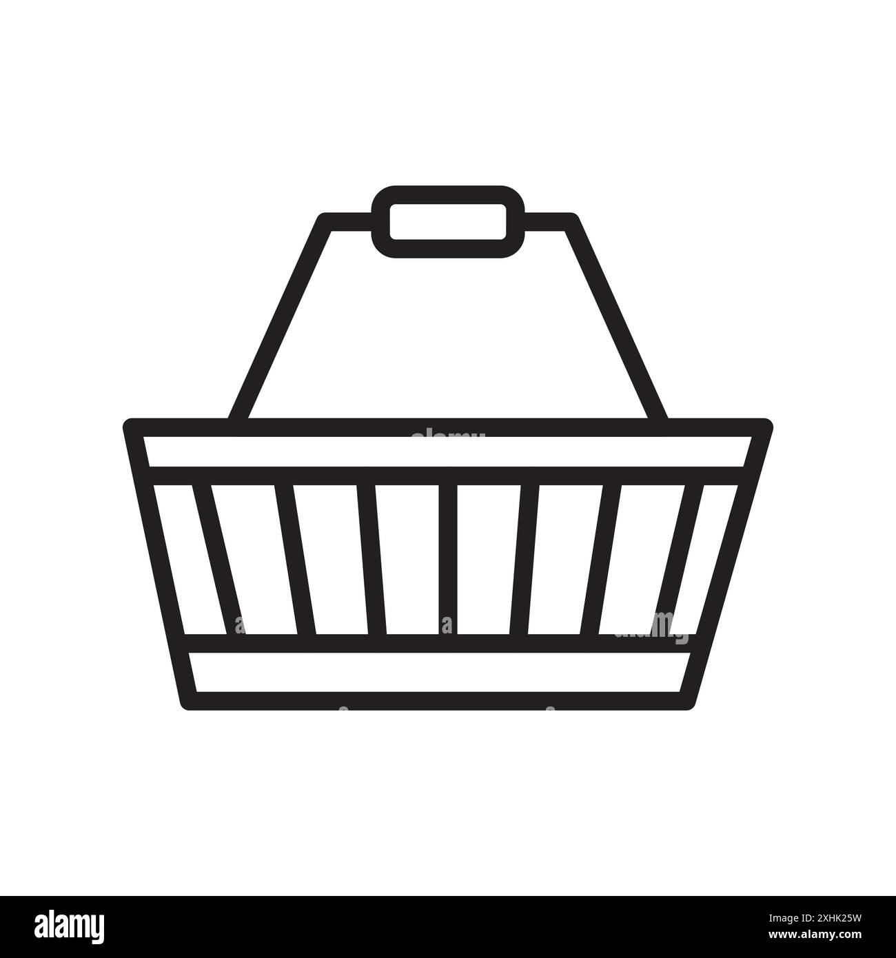 Shopping basket icon Black line art vector in black and white outline ...