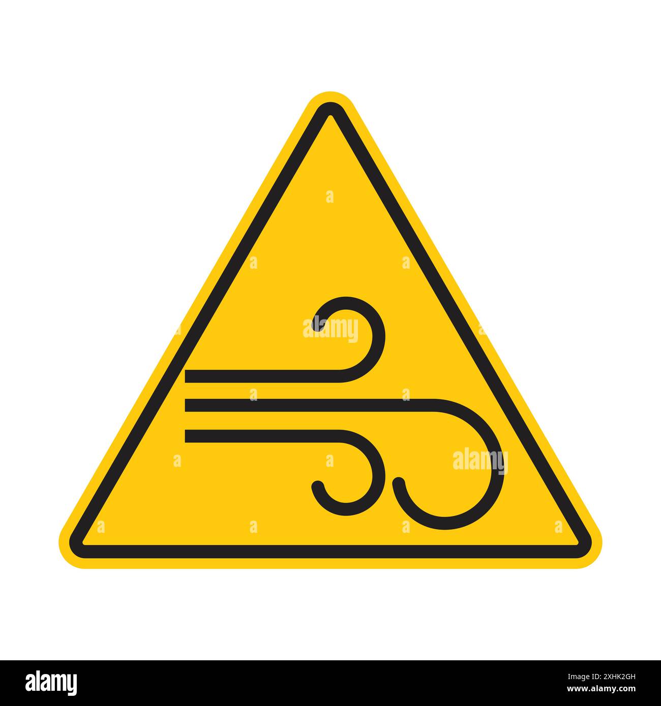 Wind warning sign Black line art vector in black and white outline set ...