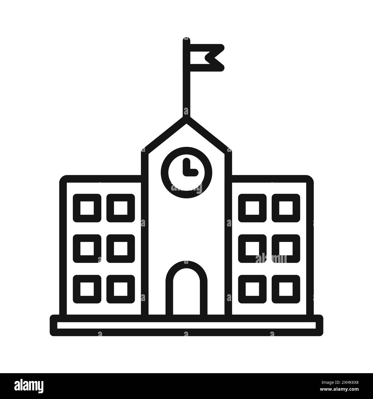 School icon Black line art vector in black and white outline set collection sign Stock Vector