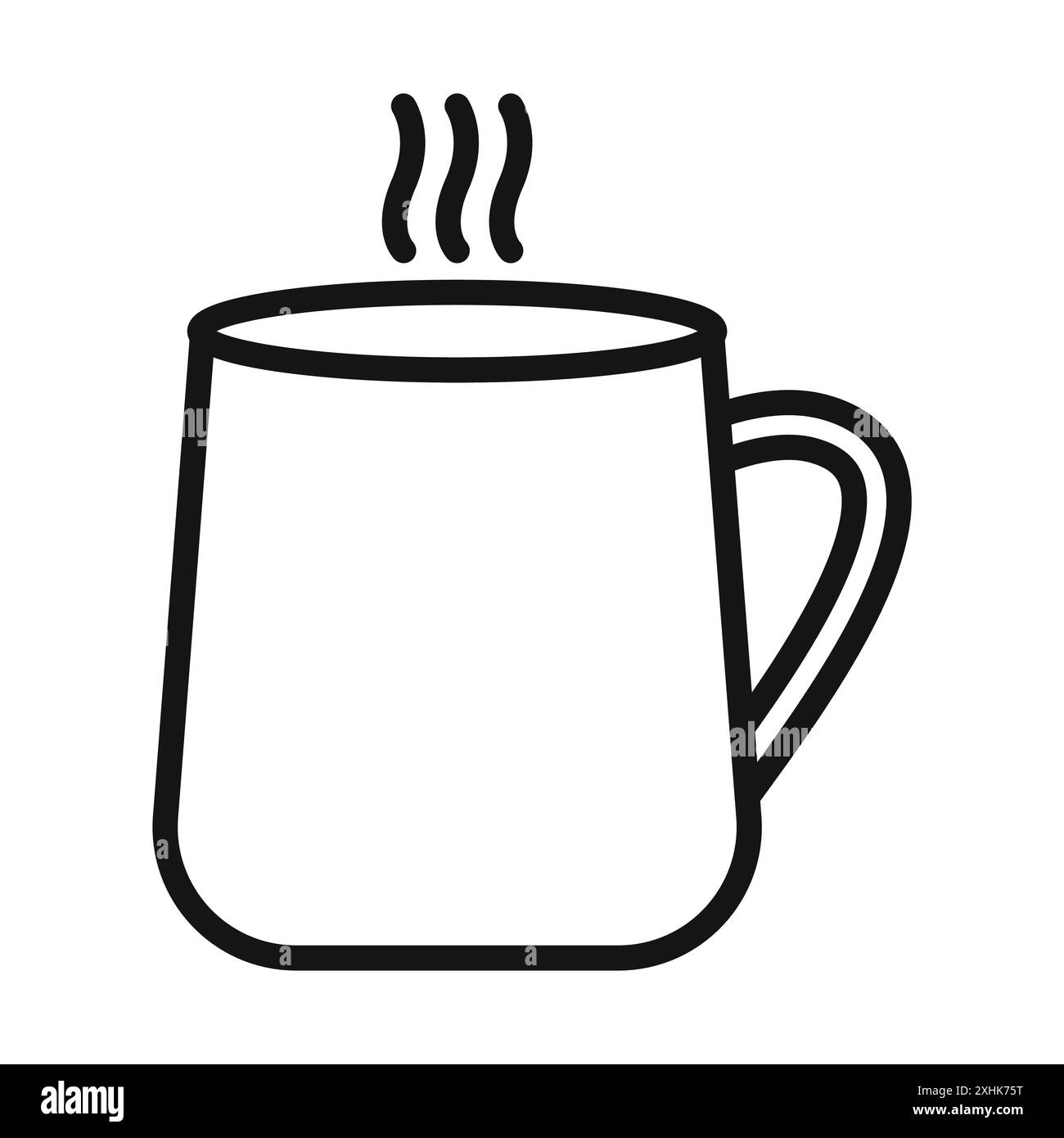 Hot coffee Mug icon Black line art vector in black and white outline ...