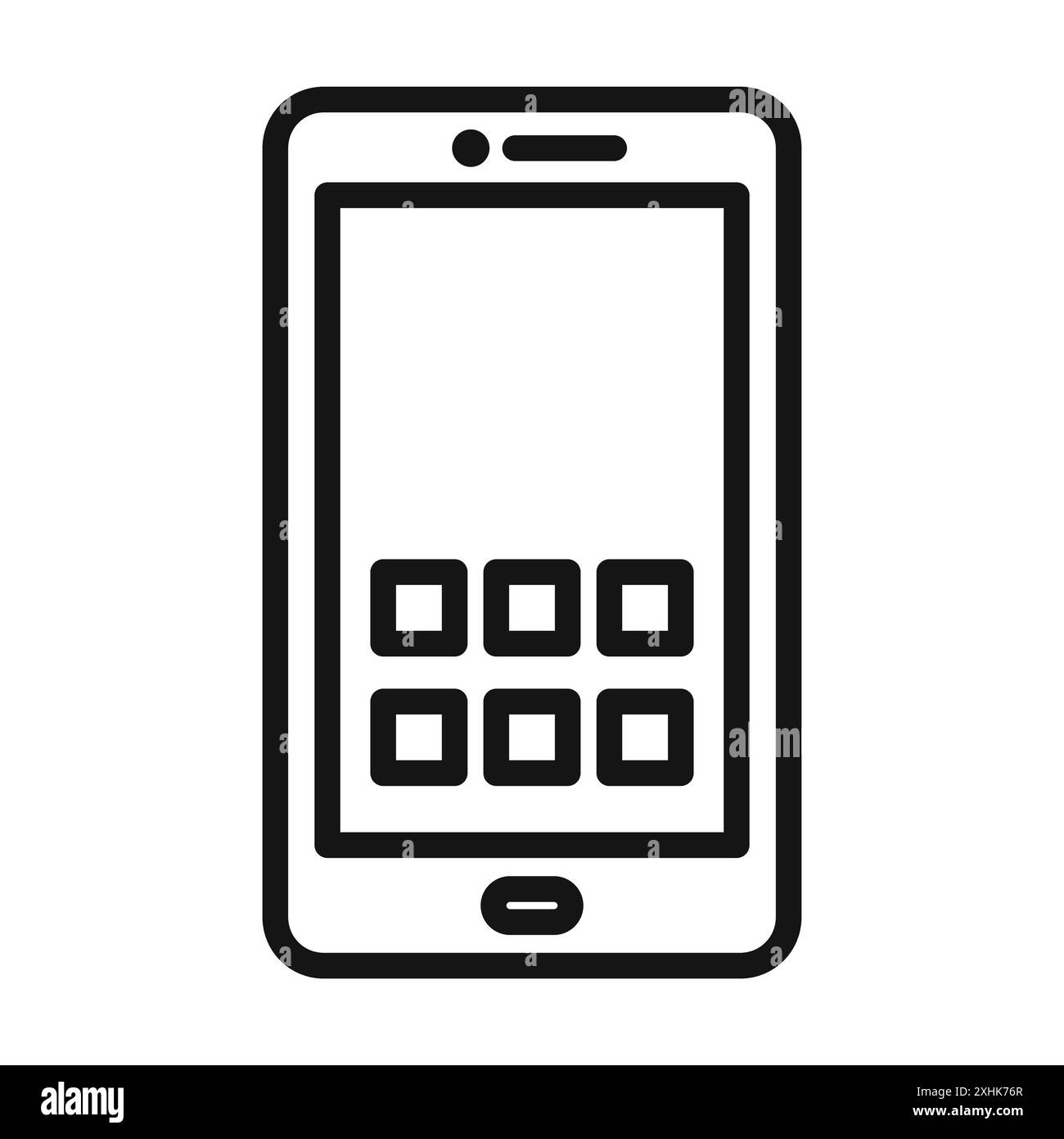 Smartphone icon Black line art vector in black and white outline set ...