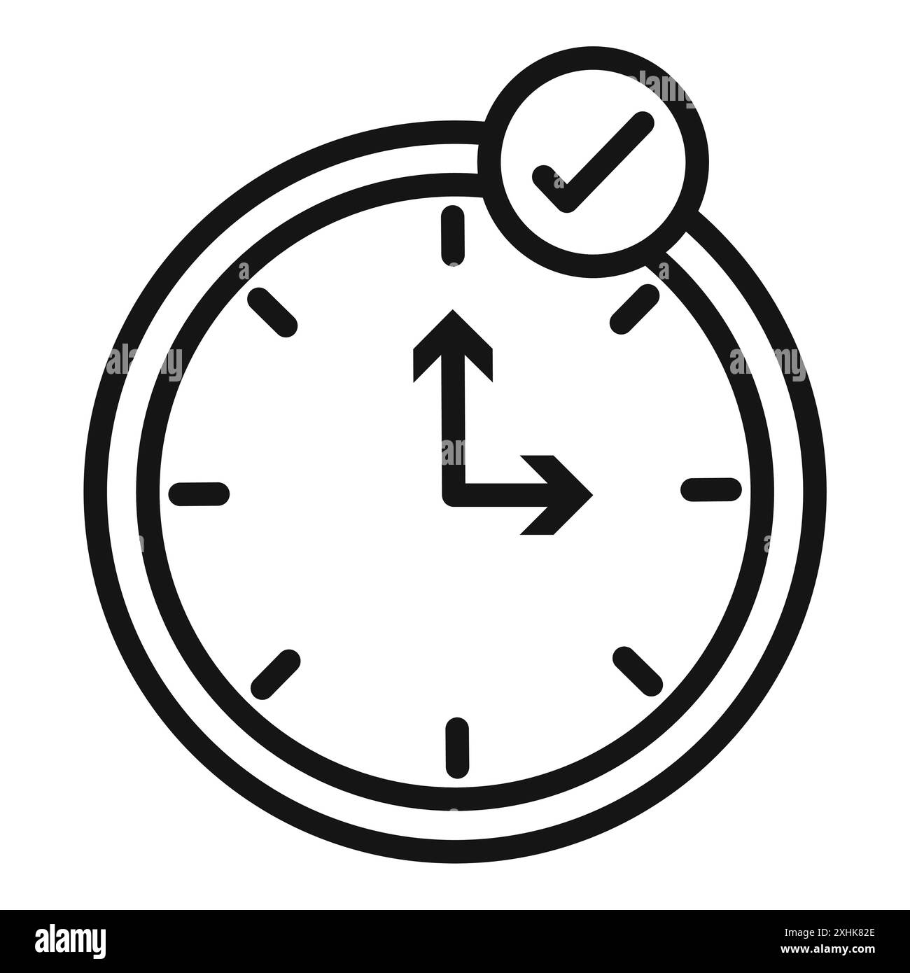 Time check icon Black line art vector in black and white outline set ...