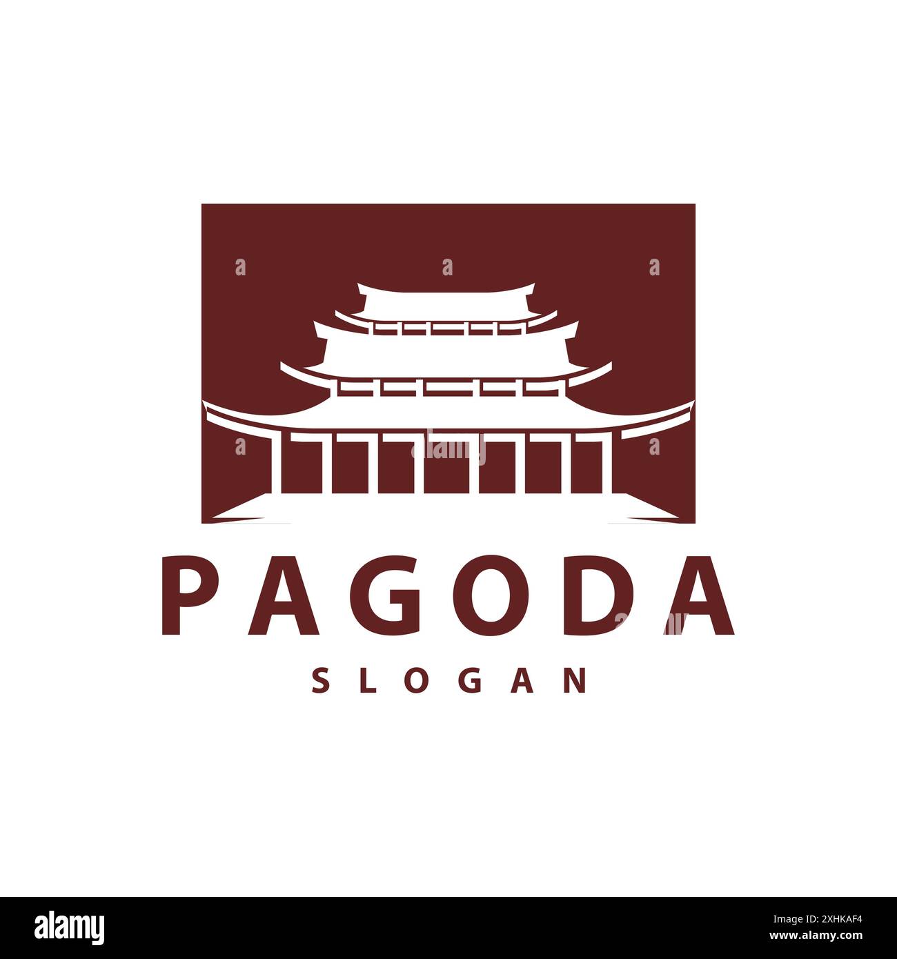 Buddhist culture building pagoda logo vector vintage design simple minimalist illustration Stock Vector