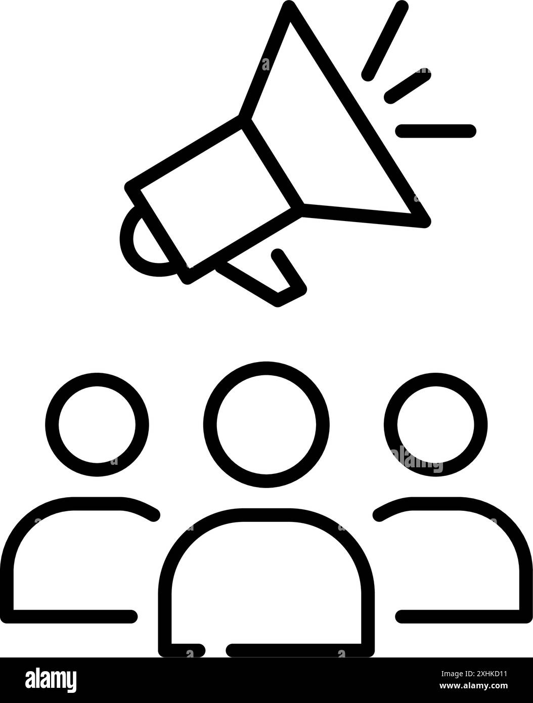 People and megaphone. Team communication, group notification. Public ...