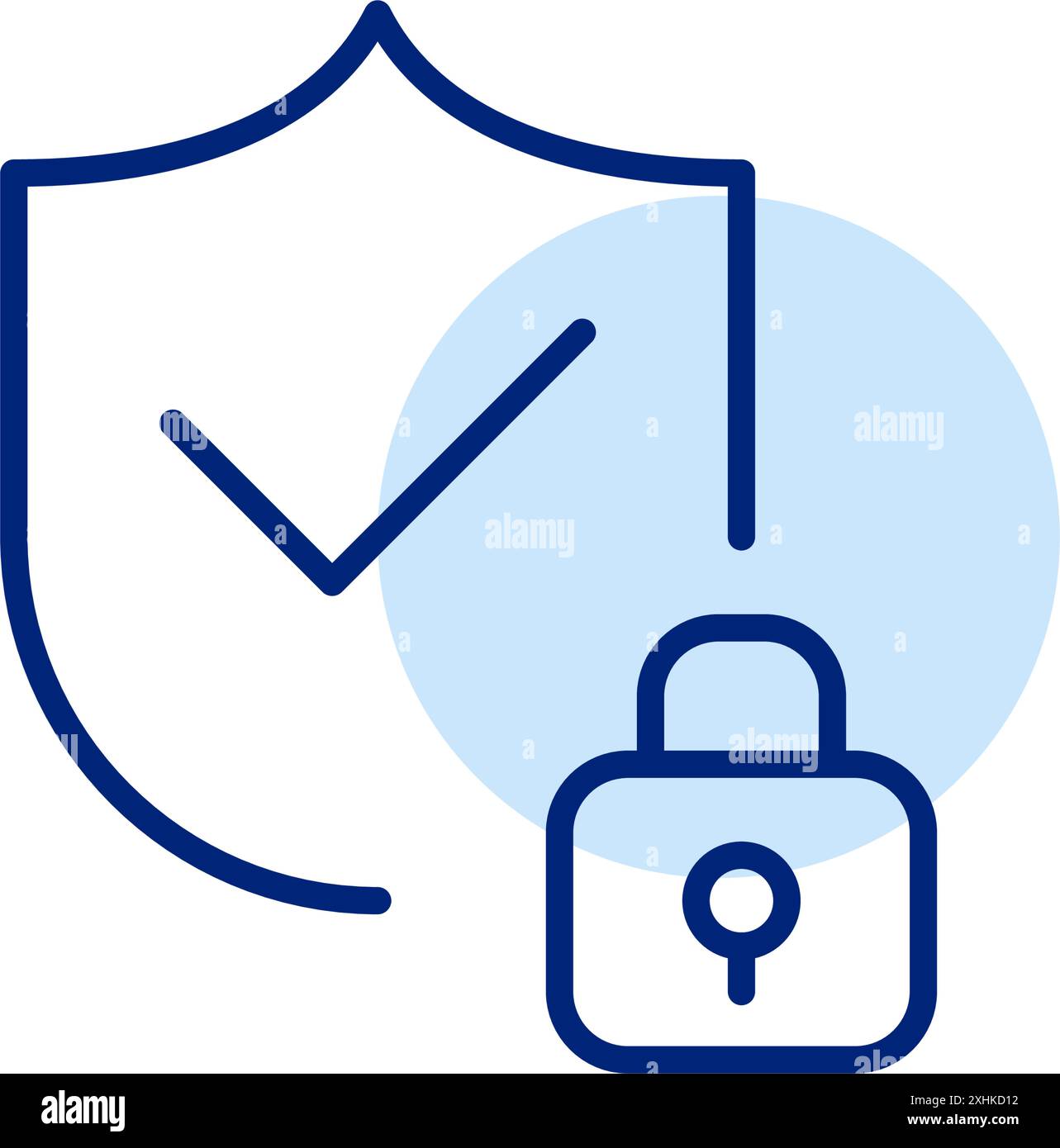 Protection shield, checkmark and lock. Secure authentication and ...