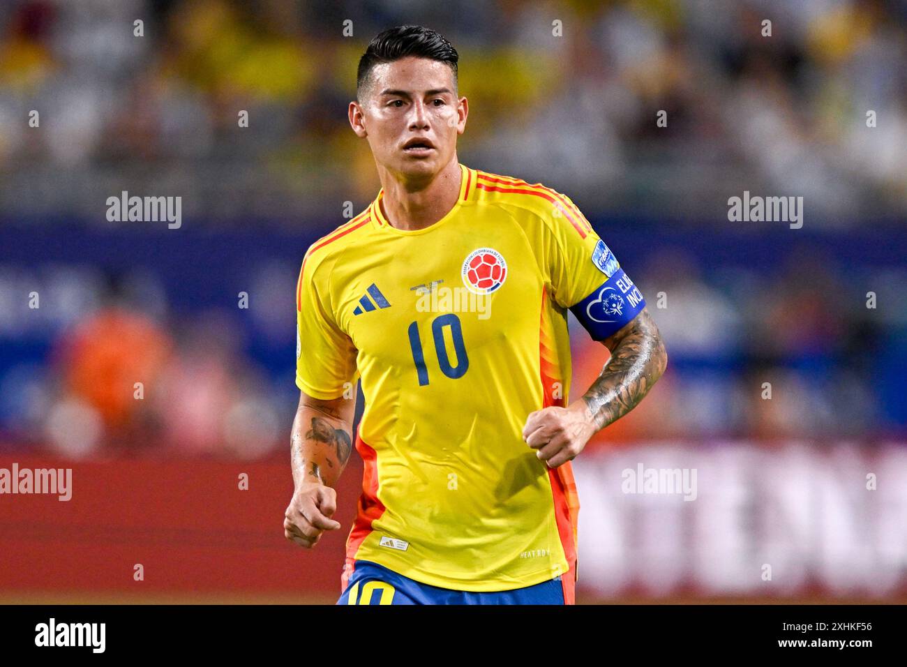 Miami Gardens, United States. 15th July, 2024. MIAMI GARDENS, UNITED STATES - JULY 15: James Rodriguez of Colombia during the CONMEBOL Copa America USA 2024 match between Argentina and Colombia at Hard Rock Stadium on July 15, 2024 in Miami Gardens, United States. (Photo by Pablo Morano/BSR Agency) Credit: BSR Agency/Alamy Live News Stock Photo