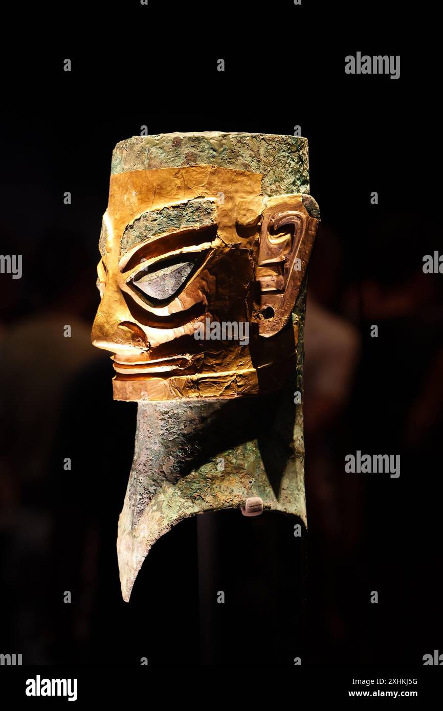 guanghan-china-may-24-2024-a-bronze-human-head-with-gold-mask-from