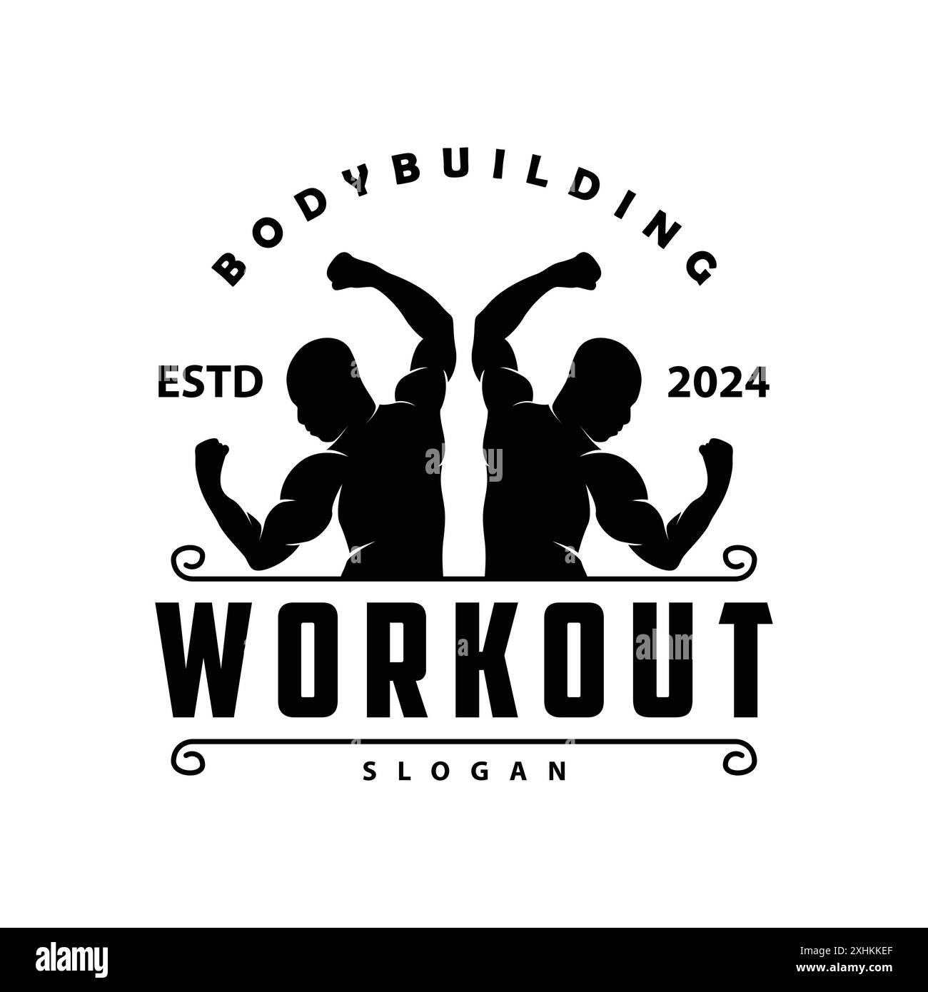 Gym logo design vintage retro human silhouette sport fitness