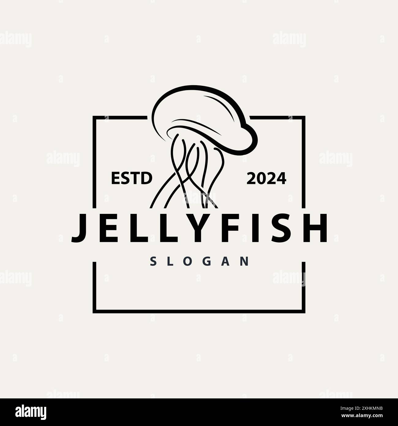 Jellyfish logo sea animal design with product brand inspiration simple minimalist line vector template Stock Vector