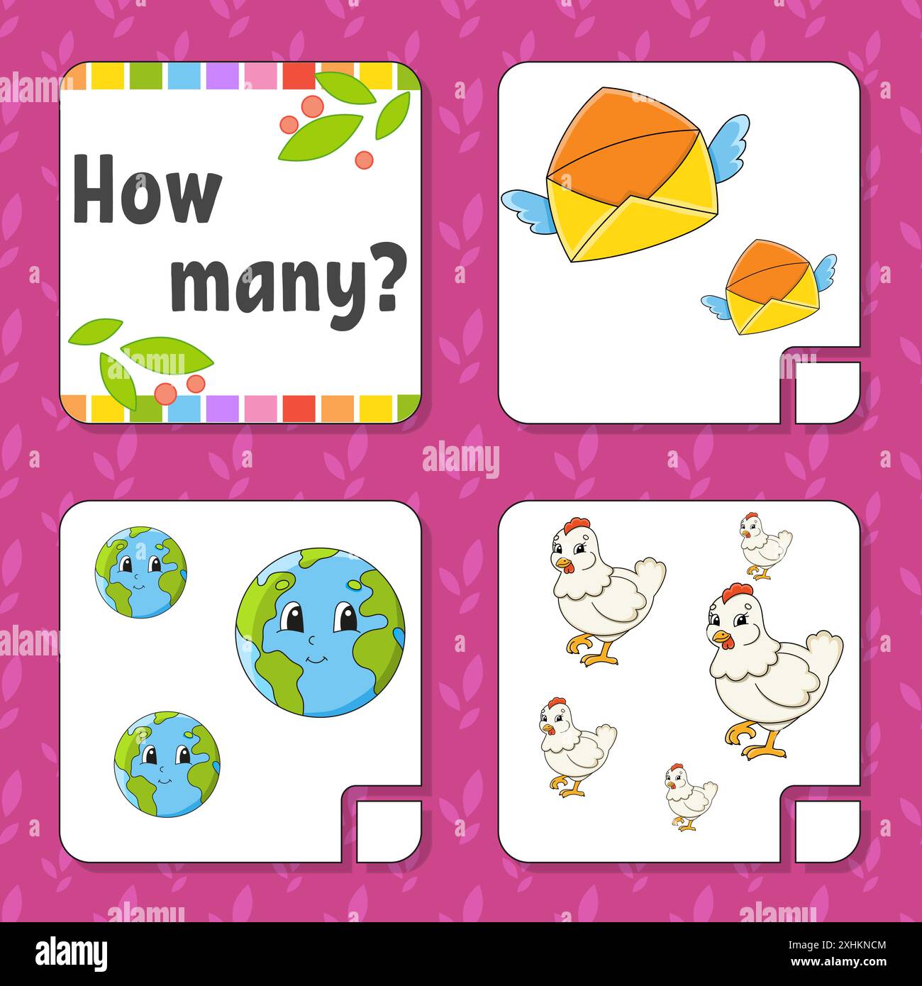 Counting game for children. Happy characters. Learning mathematics. How ...