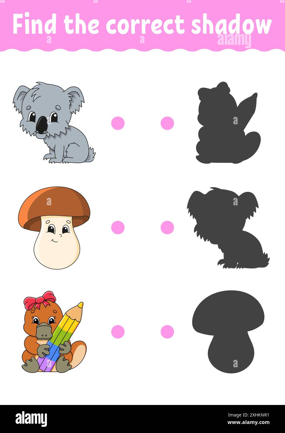 Find the correct shadow. Education developing worksheet. Matching game ...
