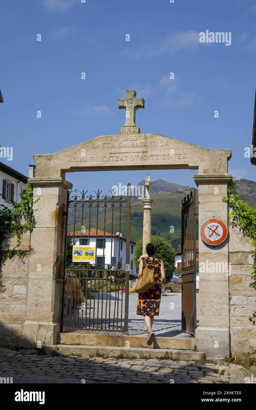 France, Pyrenees Atlantiques, Basque Country, Sare, Saint Martin church ...