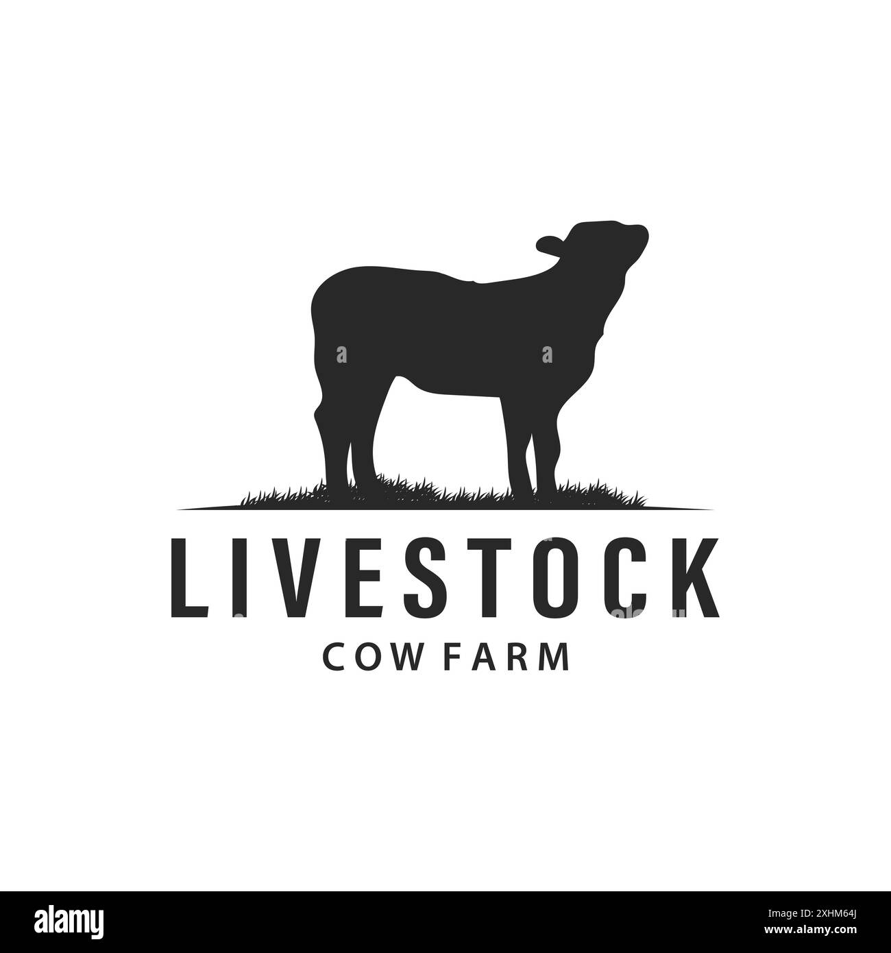 Cow Logo, Simple Cattle Farm Design, Livestock Silhouette, Vector Badge ...