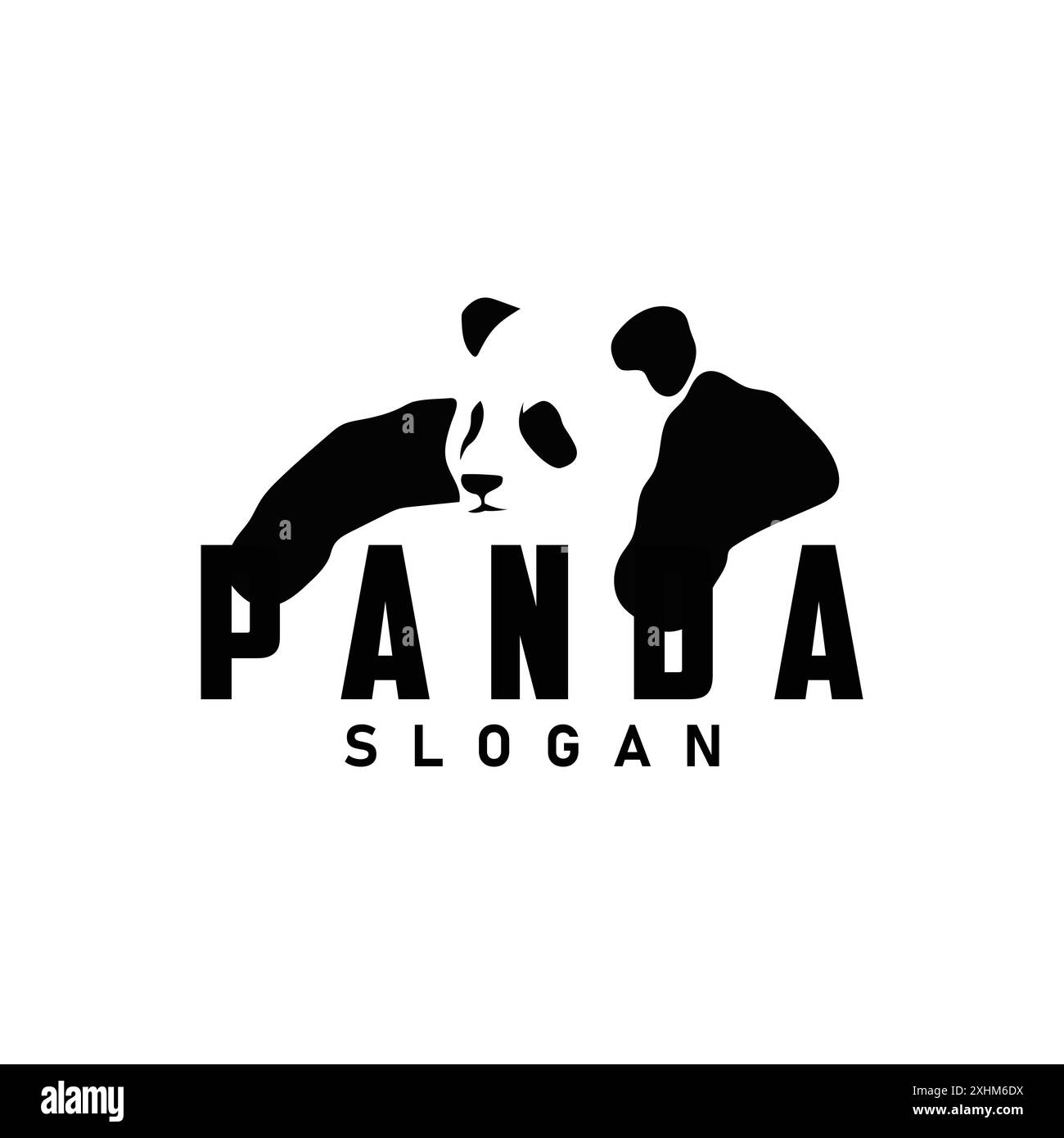 Cute and simple lazy black and white panda animal silhouette design