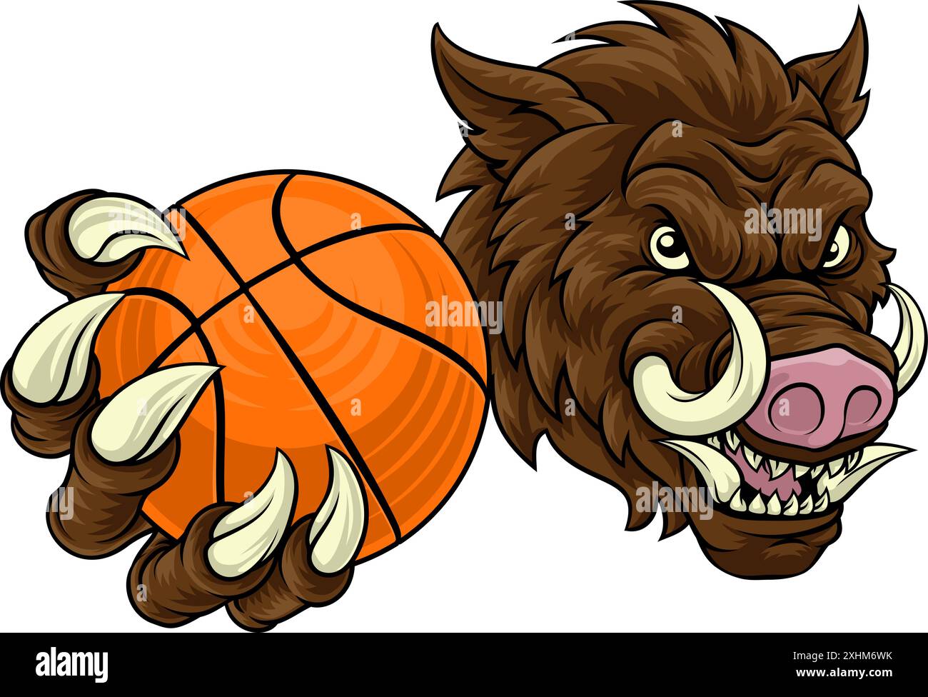 Boar Wild Hog Razorback Warthog Basketball Mascot Stock Vector Image
