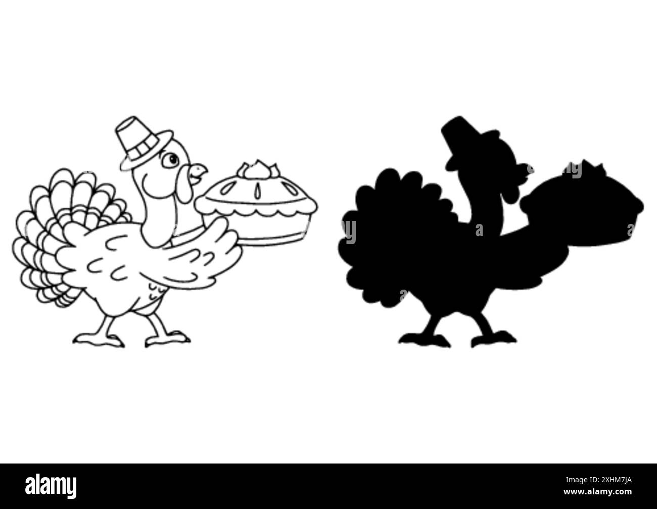 Cute turkey. Coloring book page for kids. Cartoon style character ...