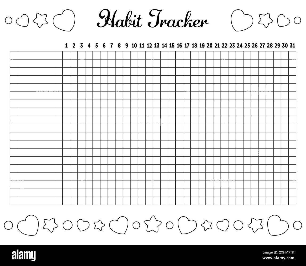 Habit tracker to improve your life. Sheet template for printing. Vector ...