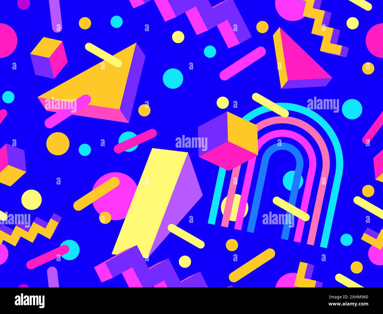 Geometric seamless pattern in 80s style. Colorful geometric pattern ...