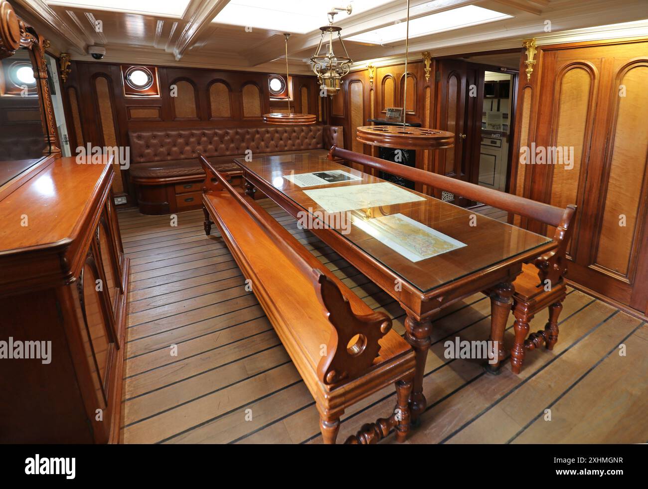 Interior view of the captains cabin and dining room on the Cutty Sark ...