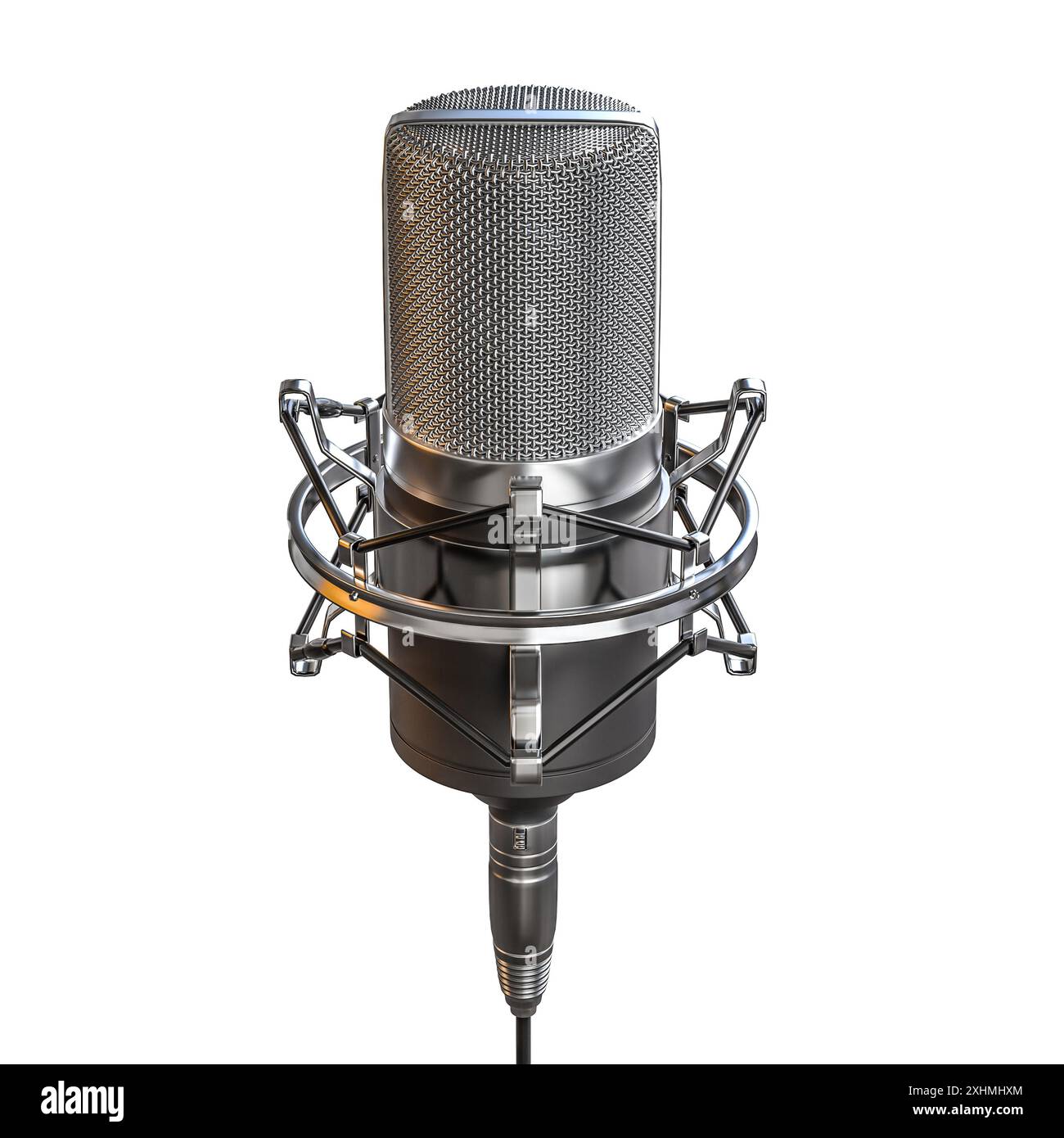 3d studio microphone shock mount, transparent background Stock Photo