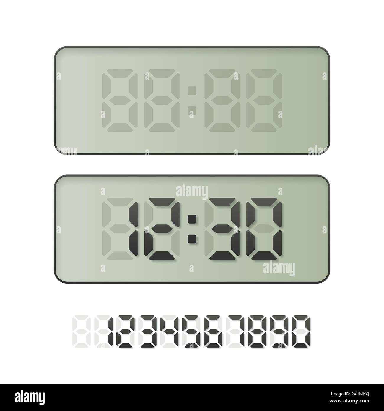 Digital clock vector illustration. Electronic watch with hours and ...