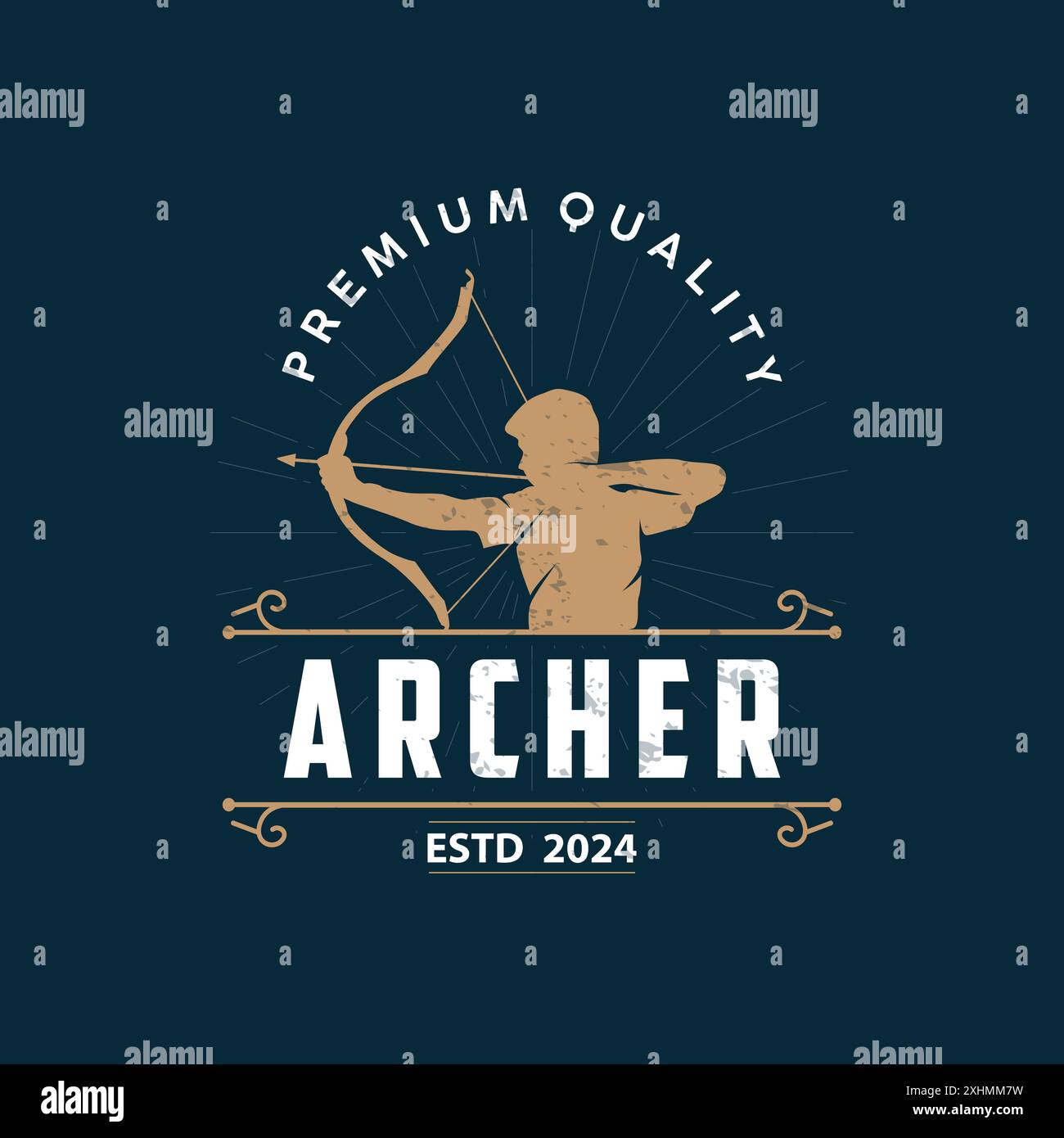 Archer logo vector silhouette warrior archery simple design bow and ...
