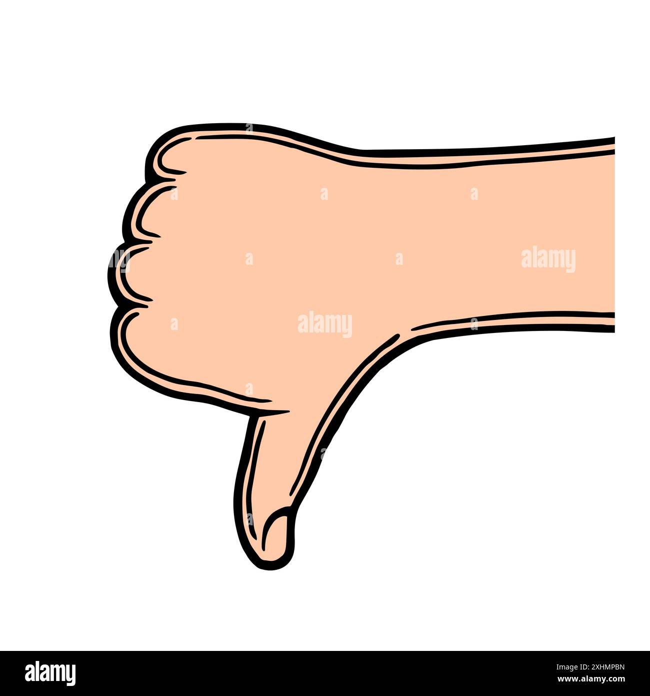Hand gesture. Thumb dawn, dislike. Colorful vector illustration ...