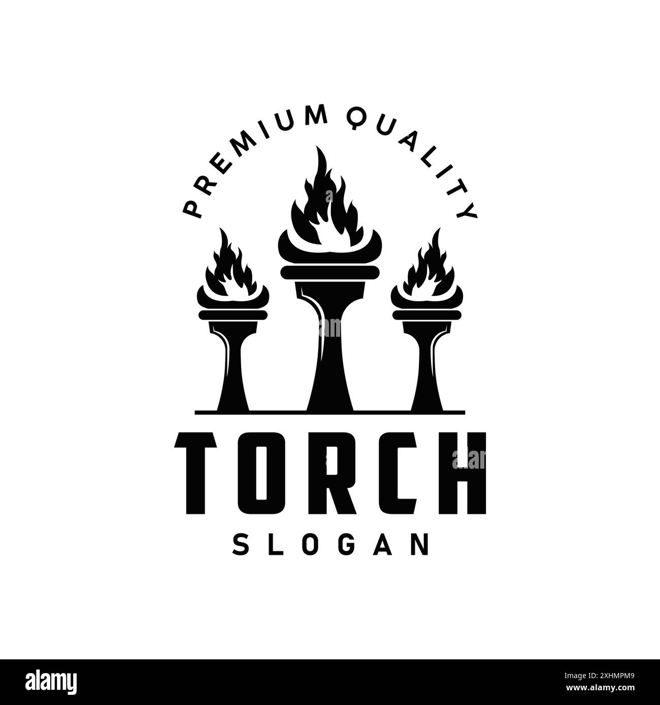 Illustration black silhouette torch logo flame design olympic sport