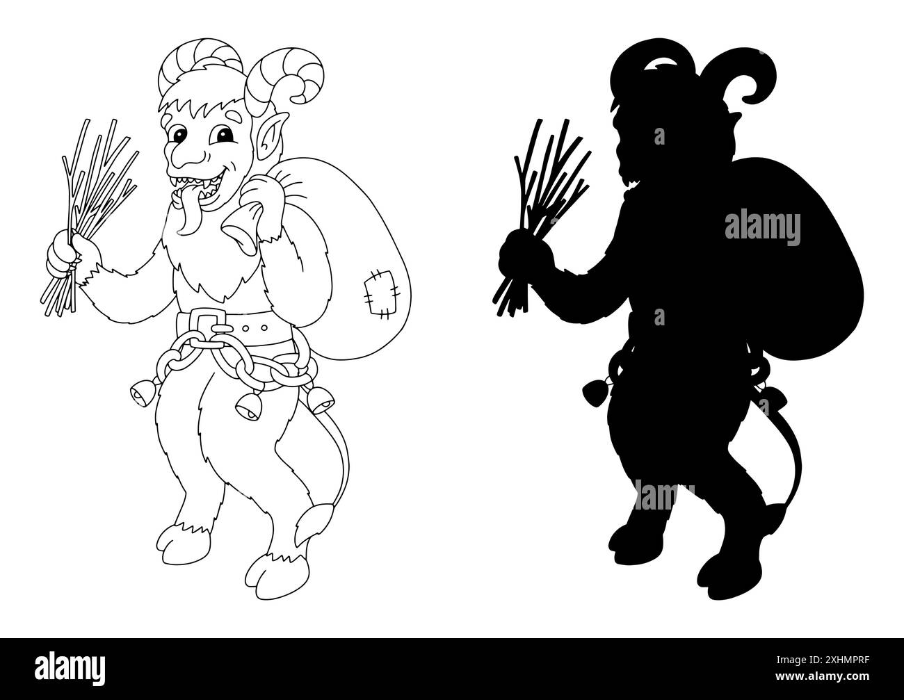 Christmas Krampus. Coloring book page for kids. Cartoon style character ...