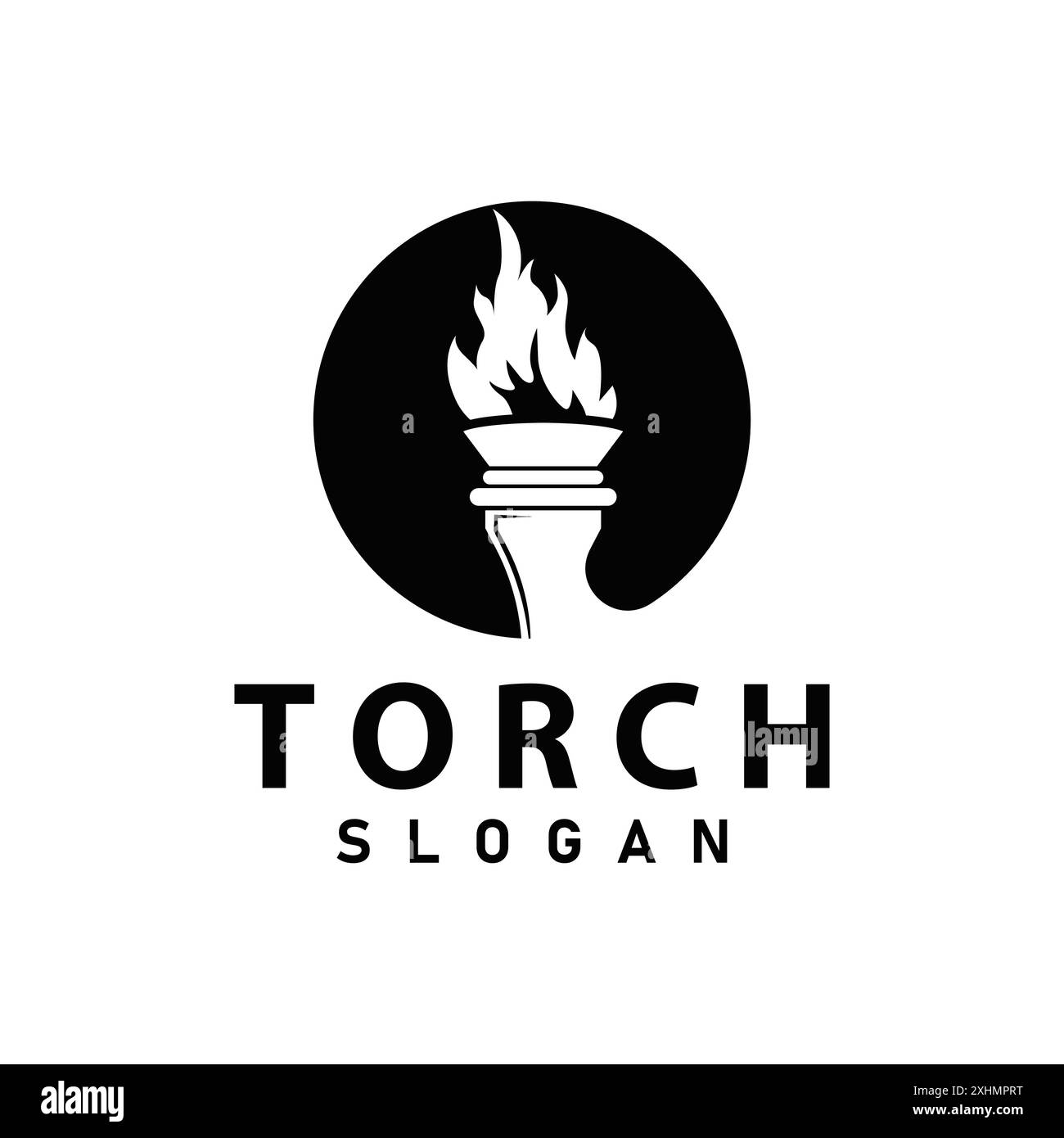 Illustration black silhouette torch logo flame design olympic sport