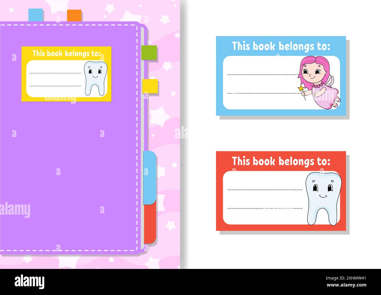 Book label stickers for kids. The rectangular shape. Isolated color ...