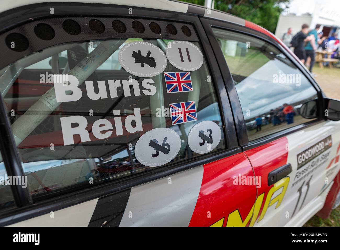 Richard Burns and Robert Reid marked Mitsubishi rally car at the ...