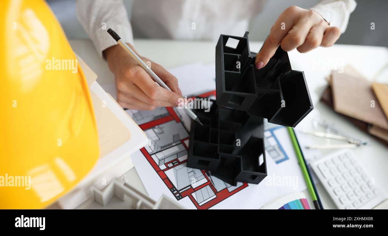 Architect woman working on new hi-res stock photography and images - Alamy