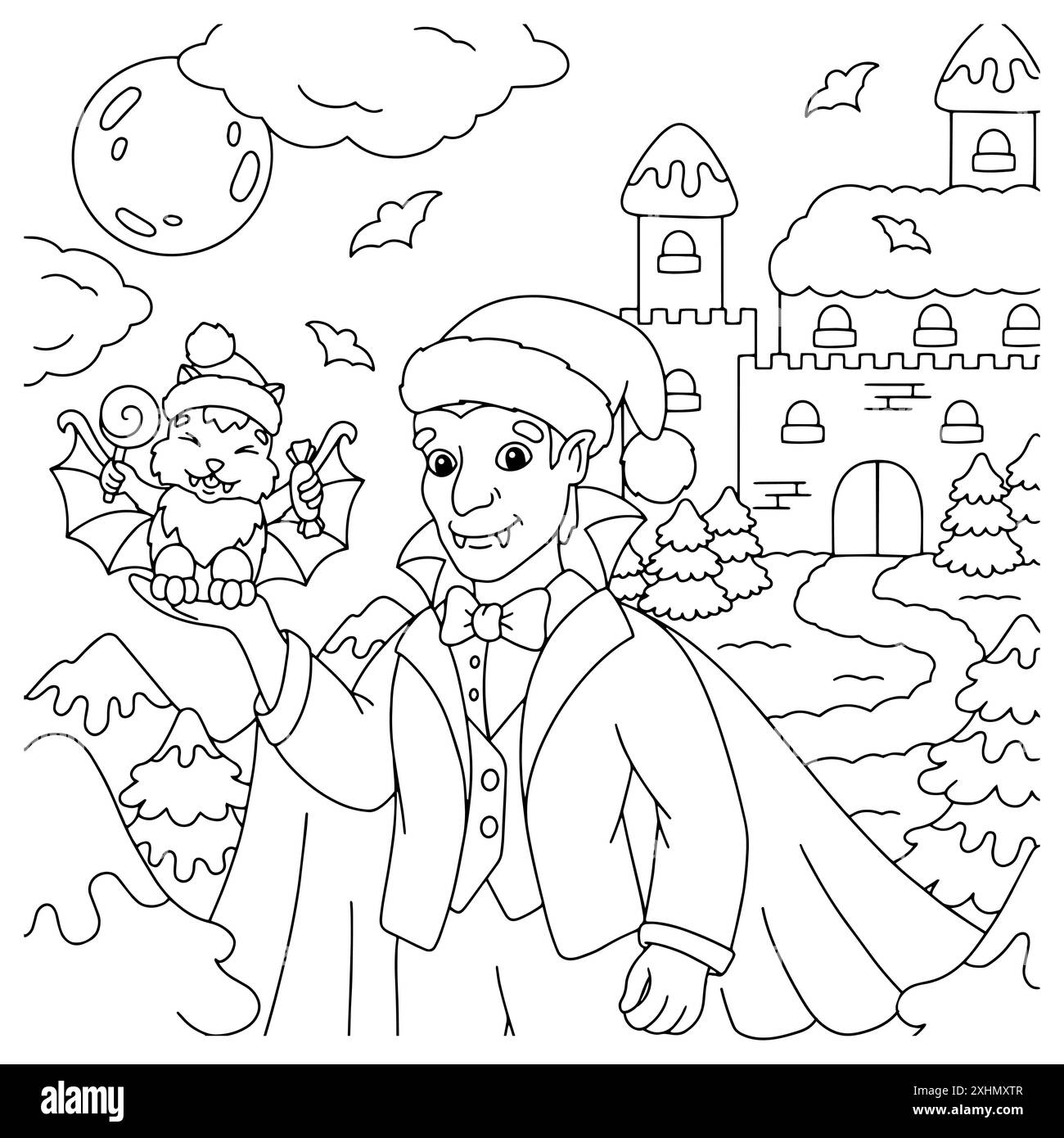 Count Dracula. Coloring book page for kids. Cartoon style character ...