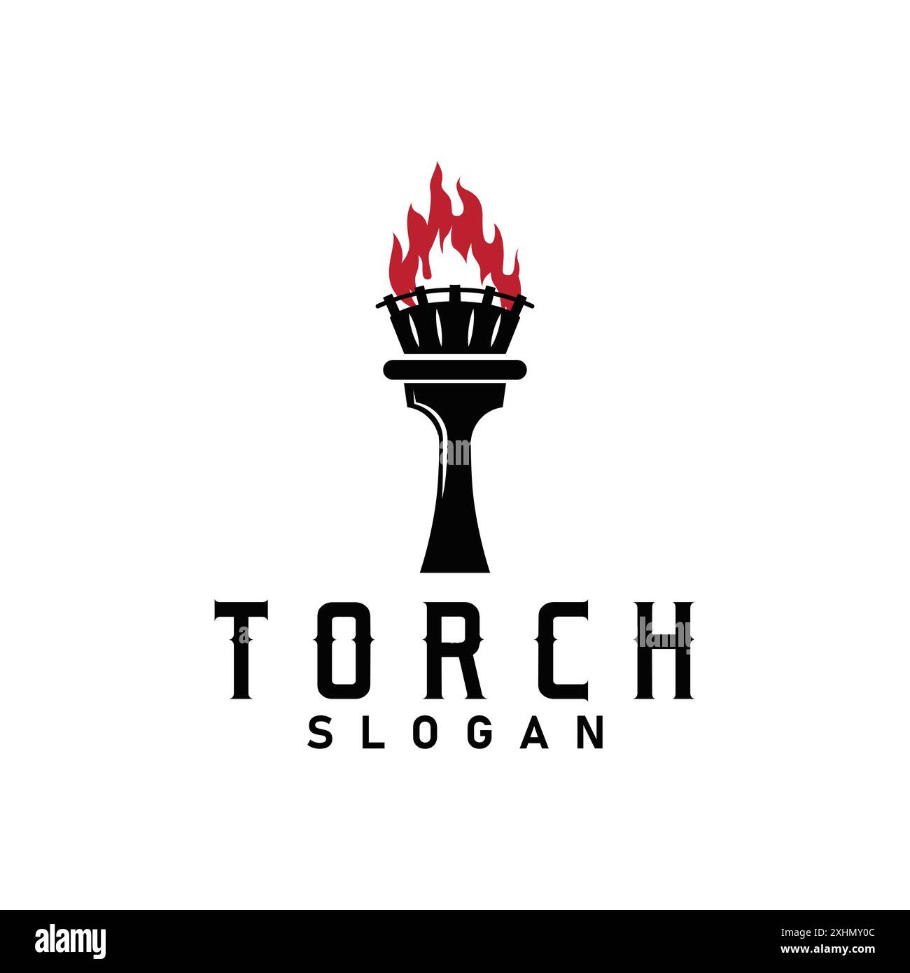 Illustration black silhouette torch logo flame design olympic sport
