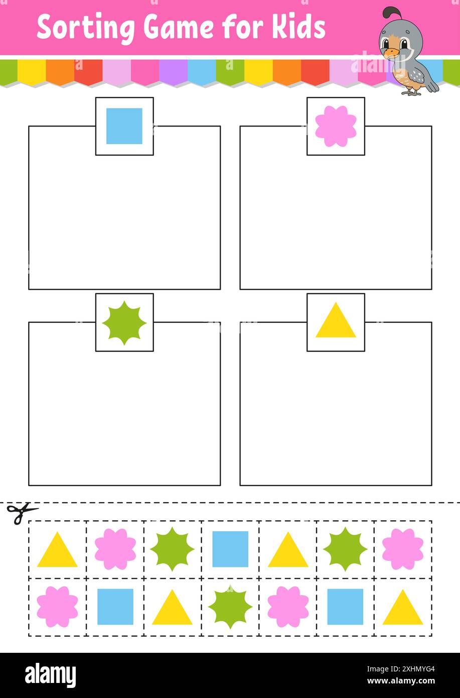 Sorting game for kids. Cut and glue. Education developing worksheet ...