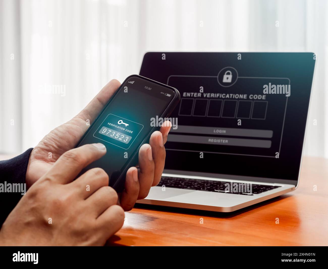 Two factor authentication or 2FA, cyber security concept. Password ...