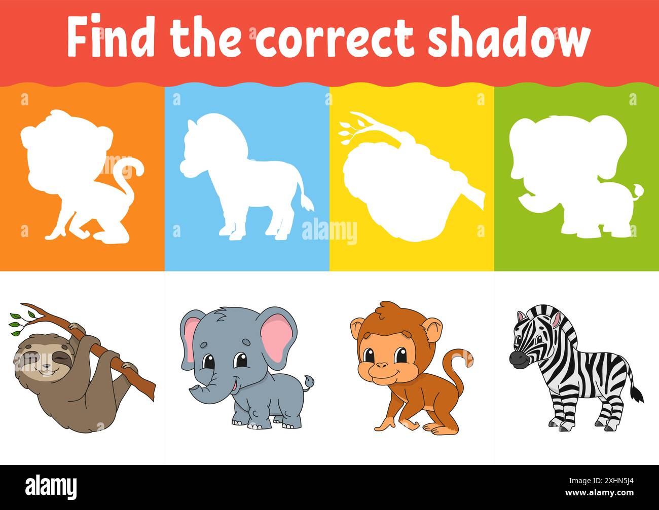 Find the correct shadow. Education worksheet. Matching game for kids ...