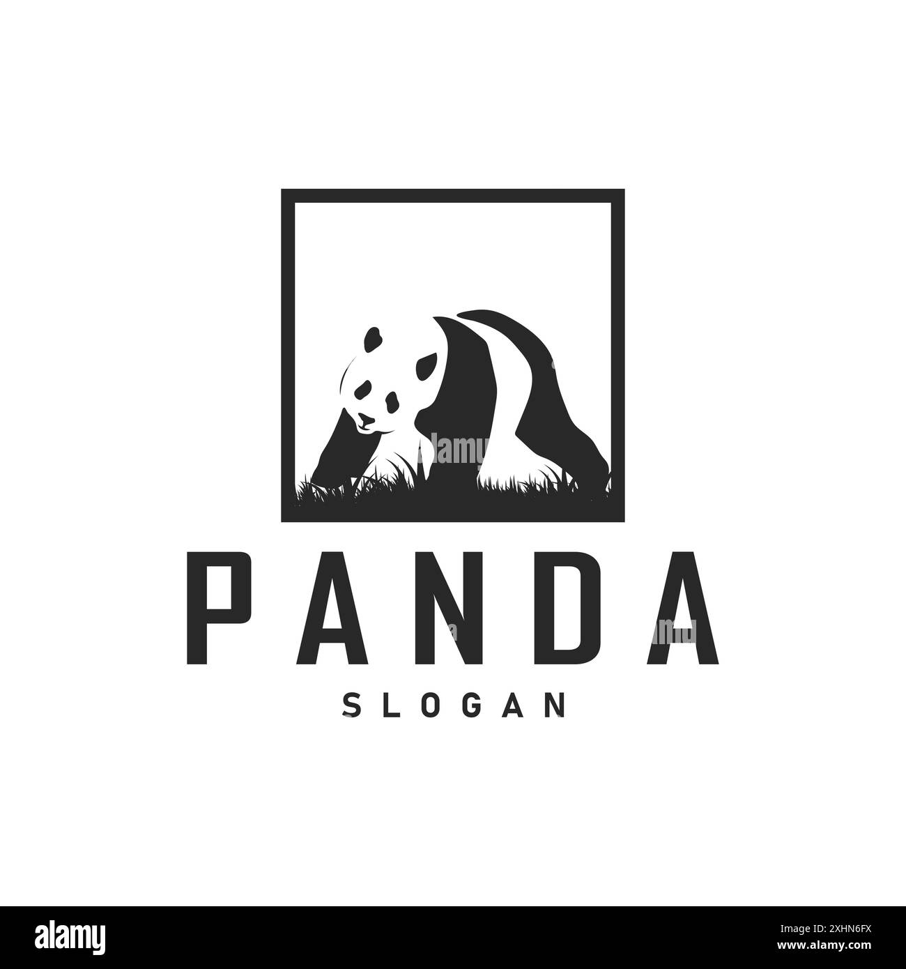 Cute and simple lazy black and white panda animal silhouette design