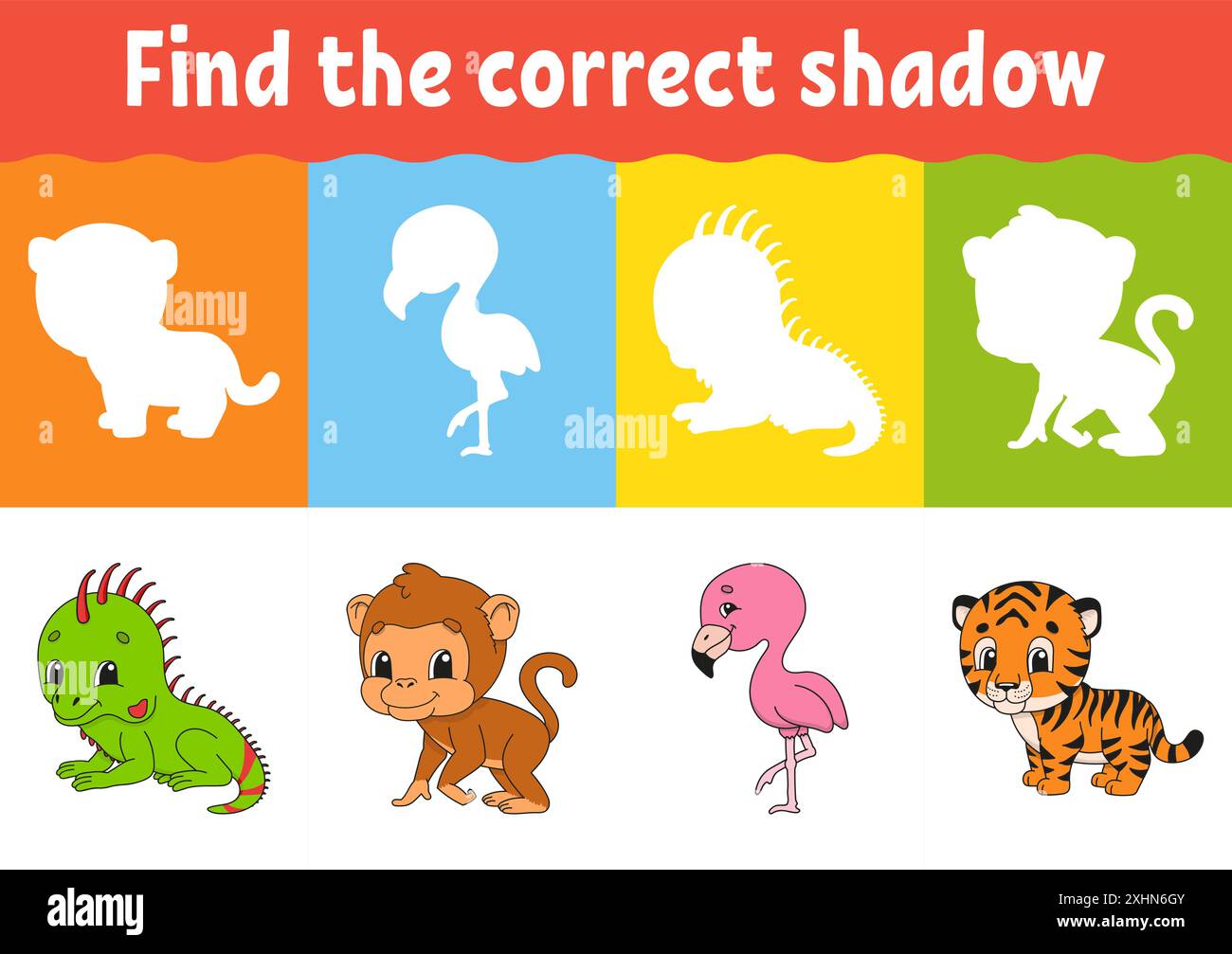 Find the correct shadow. Education worksheet. Matching game for kids ...